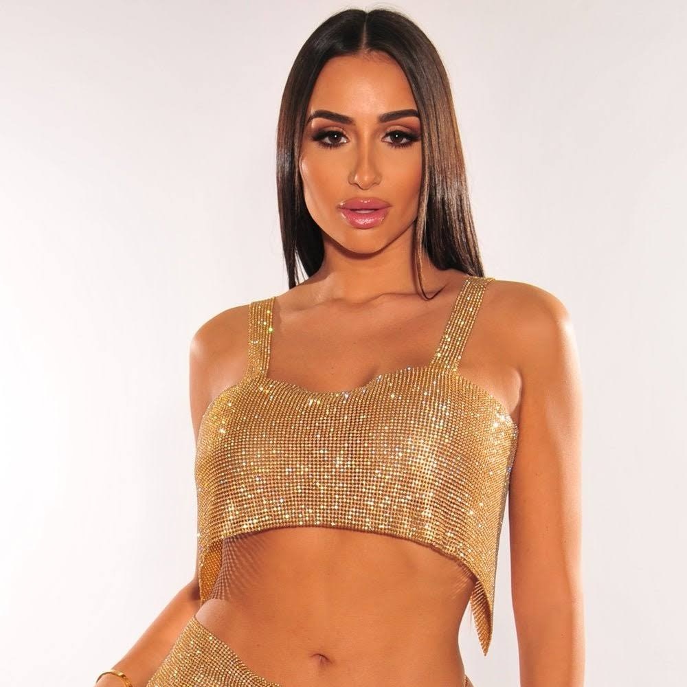Gold Rhinestone Crop Top